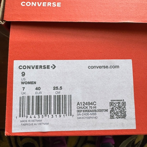 Converse Chuck 70 Burgundy Plaid Womens 9 - Picture 9 of 9